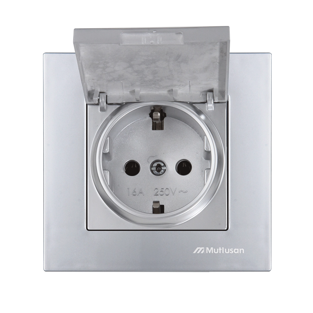 Priză simplă cu capac 16A Inox Rita Mutlusan