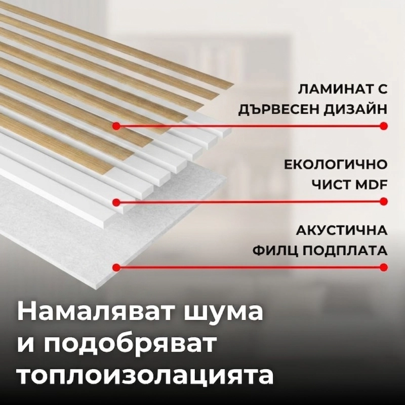 Panou acustic din MDF 60x275 cm + CADOU: Adeziv