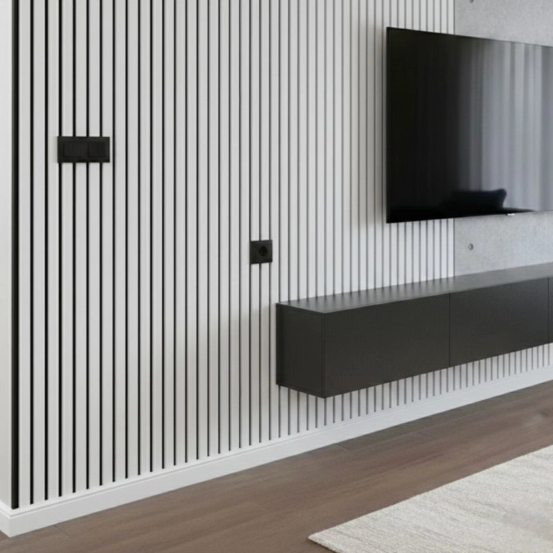 Panou MDF acustic 60x275cm alb + CADOU: Lipici de montare