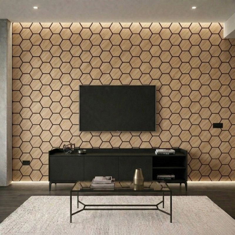 Panou acustic Light Walnut - Honeycomb