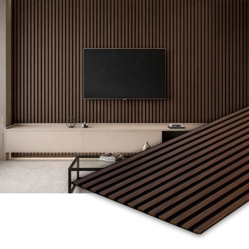 Panou MDF acustic 60x275cm nuc închis + CADOU: Lipici de montare