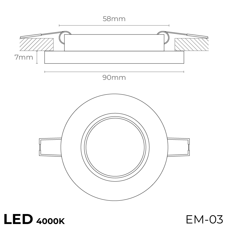 Sticlă lunară rotundă din aluminiu - 4000K