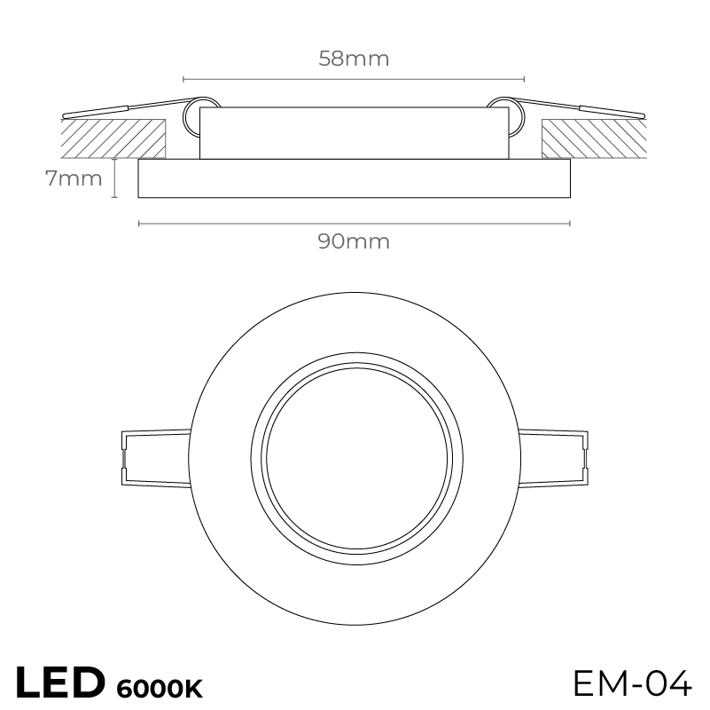 Sticlă lunară rotundă din aluminiu - 6000K