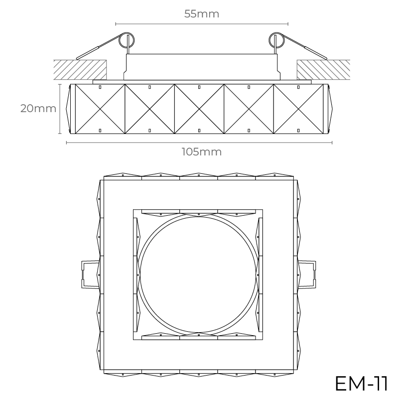 Luna de cristal crom pătrat