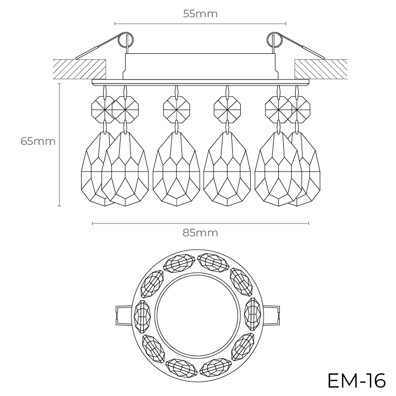 Lună de sticlă cromată