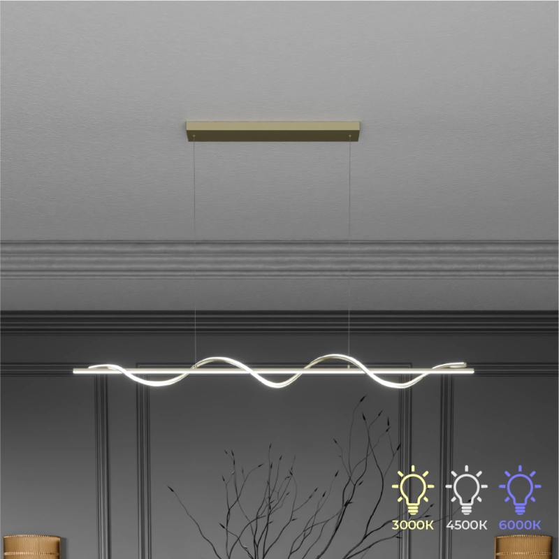 Candelabru suspendat 120cm aur