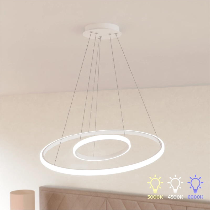 Candelabru LED 2 runde (20+40cm) Alb