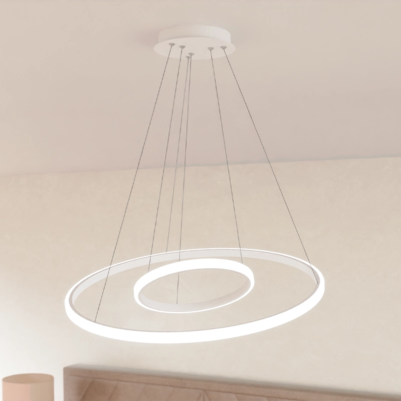 Candelabru LED 2 runde (20+40cm) Alb
