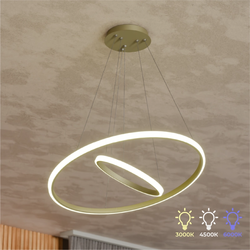 Candelabru suspendat 2 cercuri (20+40cm) Aur