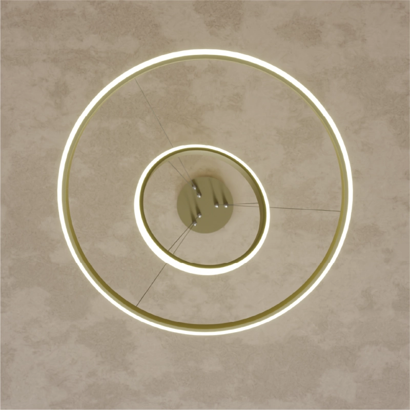 Candelabru suspendat 2 cercuri (20+40cm) Aur