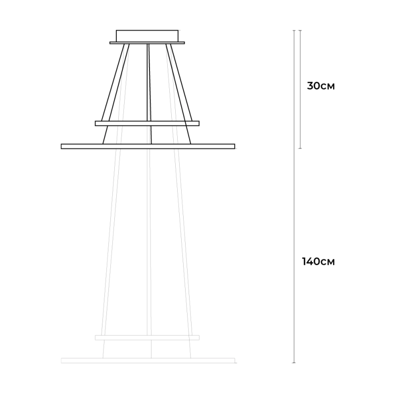 Candelabru suspendat 2 cercuri (20+40cm) Aur