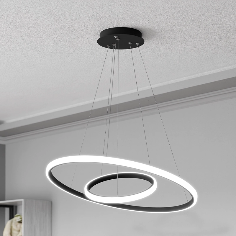 Candelabru LED 2 runde (20+40cm) Negru