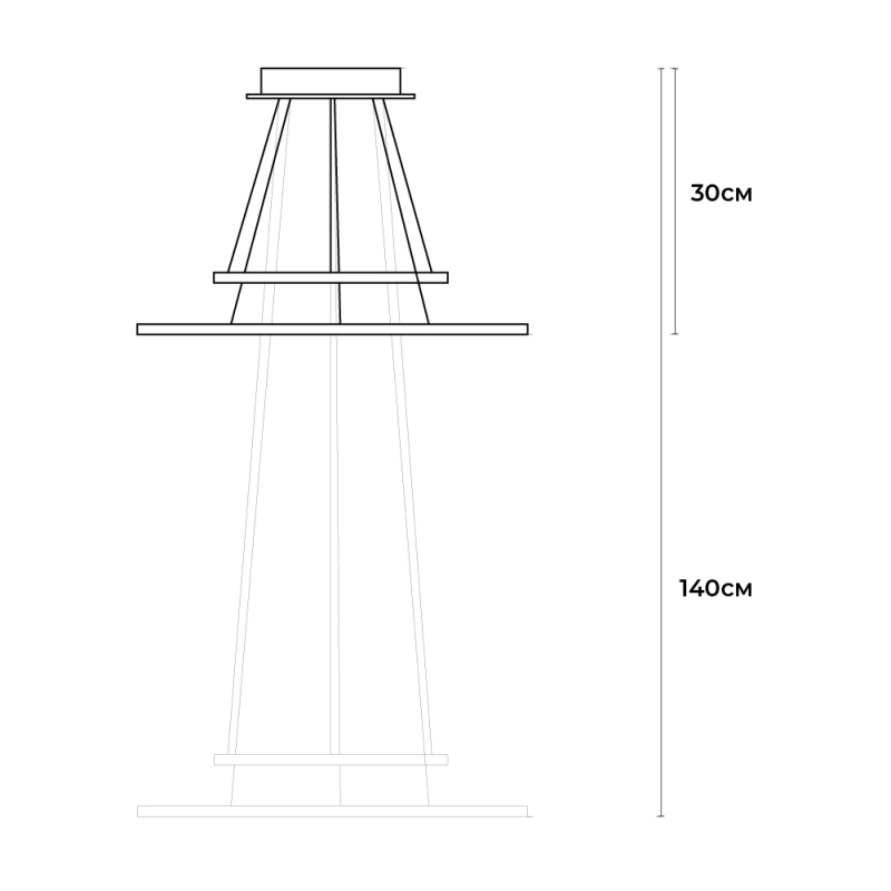 Candelabru LED 2 runde (20+40cm) Negru