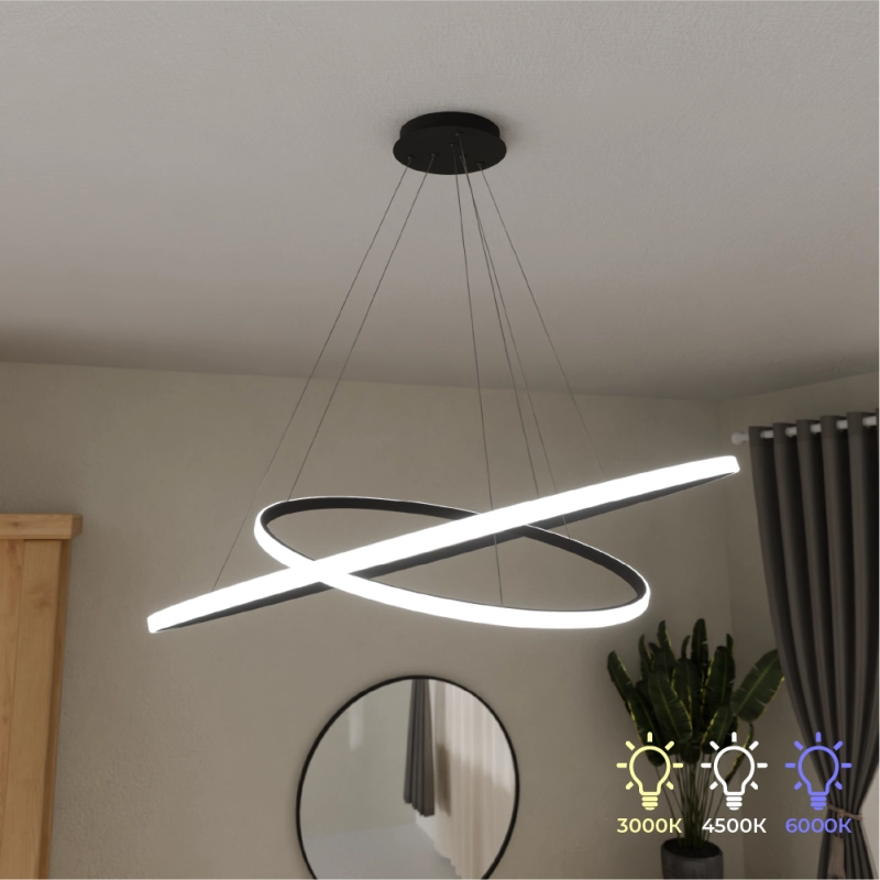 Candelabru LED 2 rotund (40+60cm) Negru