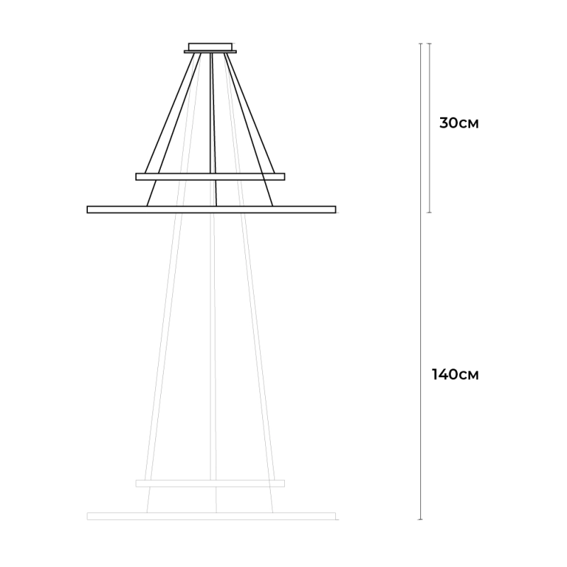 Candelabru LED 2 rotund (40+60cm) Negru