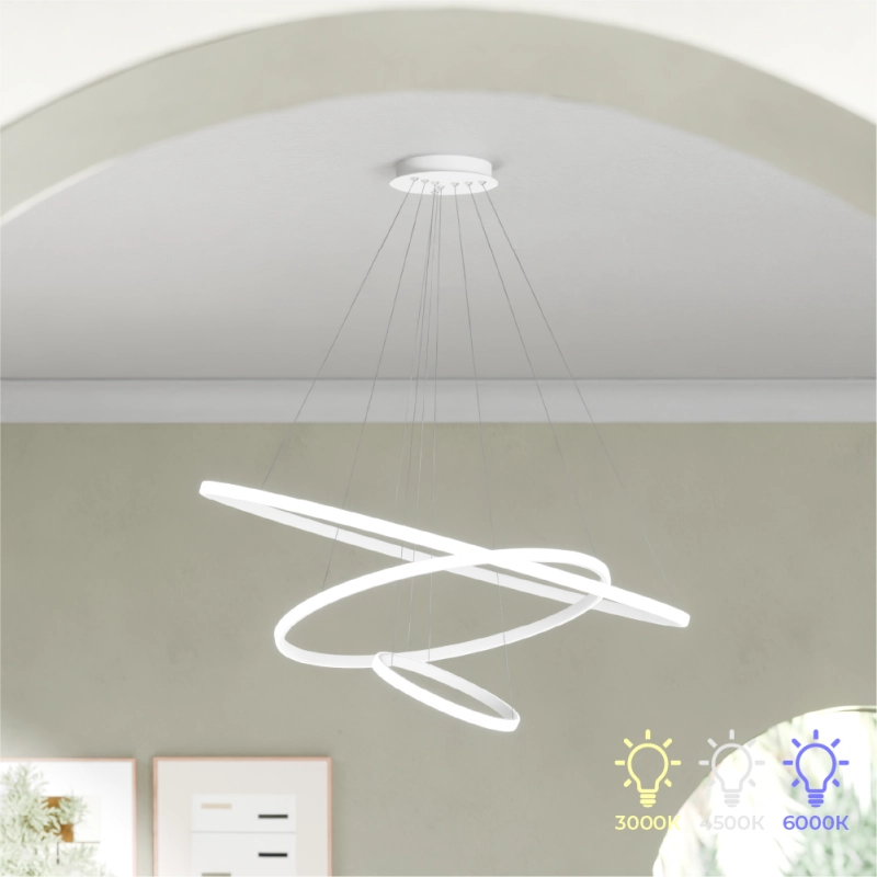 Candelabru LED 3 runde (20+40+60cm) Alb