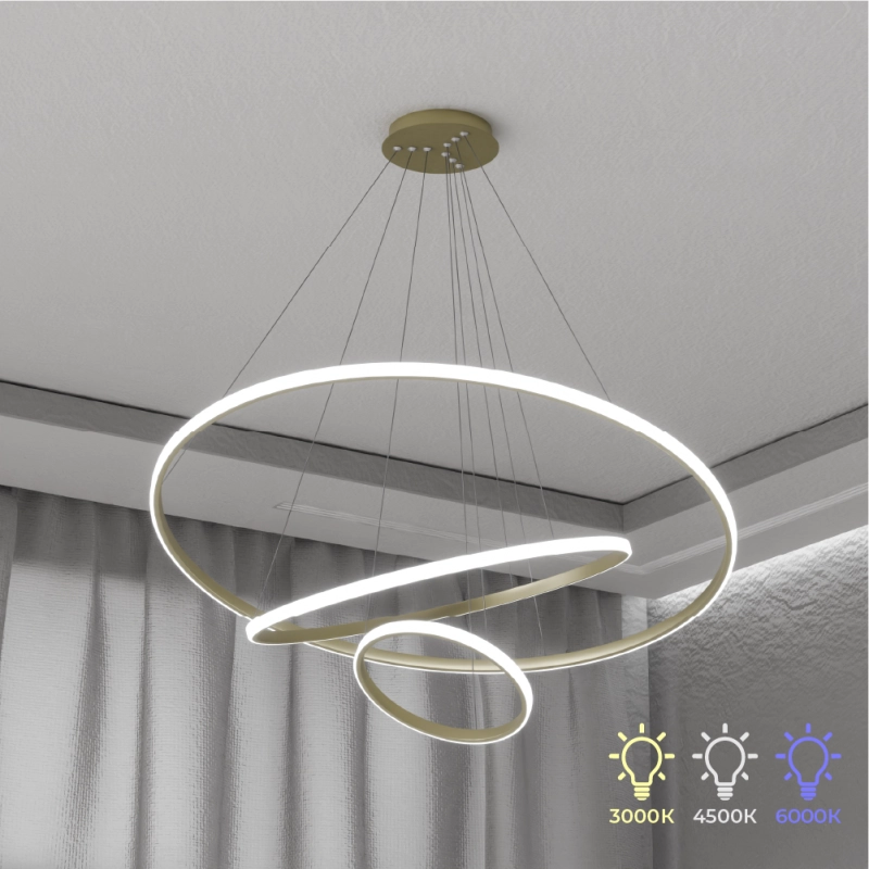 Candelabru LED 3 runde (20+40+60cm) Aur