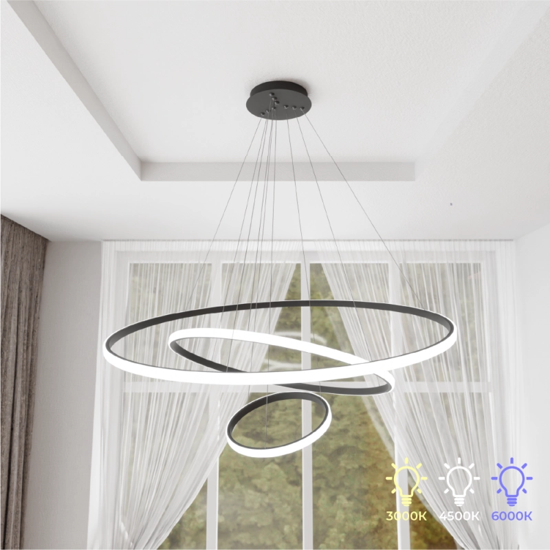 Candelabru LED 3 runde (20+40+60cm) Negru