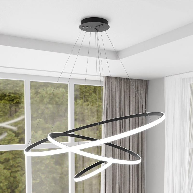Candelabru LED 3 runde (20+40+60cm) Negru