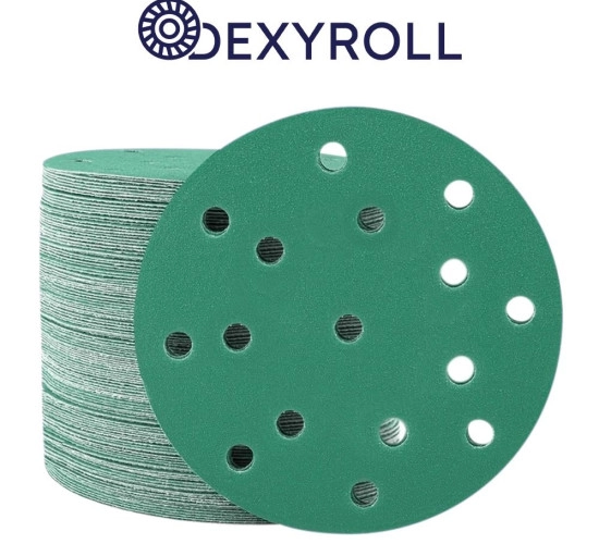 Velcro șmirghel verde cu folie, 15 găuri P180 - ø150mm